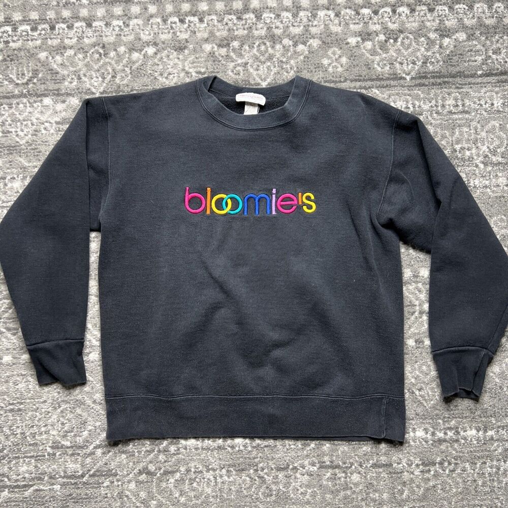 Vintage Bloomingdale’s BLOOMIES Sweatshirt Large Rainbow Embroidered 80s 90s